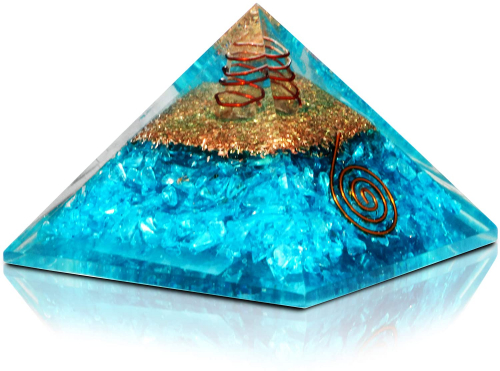 Synthetic Turquoise / Blue Aqua Crystal Orgonite Reiki Pyramid -2 Inch