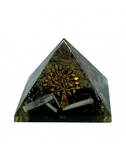 Black Tourmaline Selenite Sticks Orgonite Reiki Pyramid -2 Inch