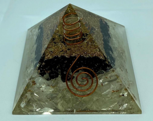 Crystal Quartz Black Tourmaline Orgonite Reiki Pyramid -2 Inch