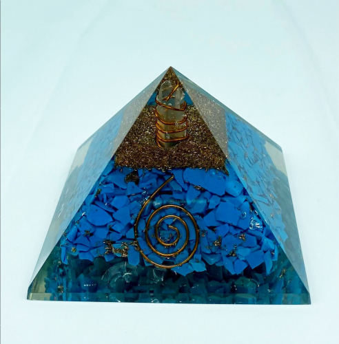 Blue Howlite Orgonite Reiki Pyramid -2 INCH