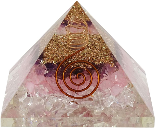 Rose Amethyst Crystal Orgonite Reiki Pyramid -2 INCH