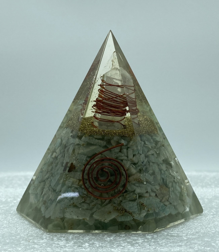 6 Faceted Amazonite Reiki Orgonite Pyramid - 3 INCH