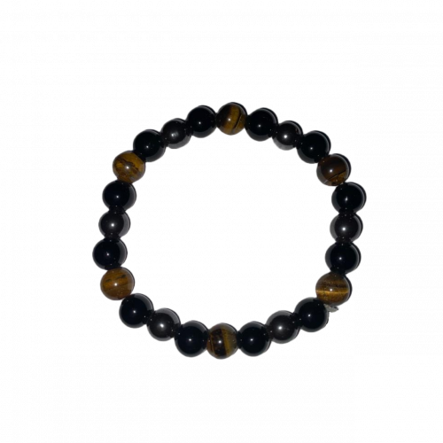 Tiger + Hematite + Rainbow Obsidian Bracelet 8 mm