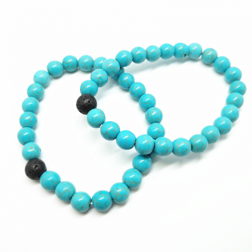 Turquoise + Lava Beads Bracelet 8 mm