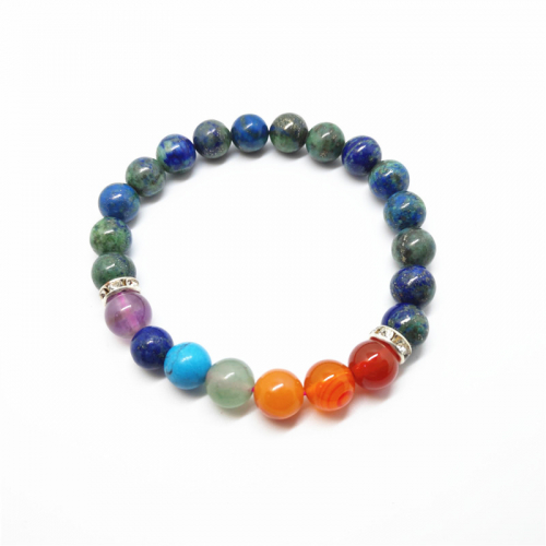 7 Chakra Azurite Beads Bracelet 8 mm