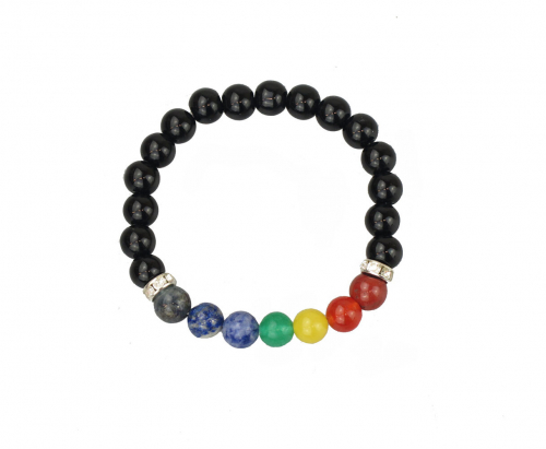 7 Chakra Black Onyx Beads Bracelet 8 mm