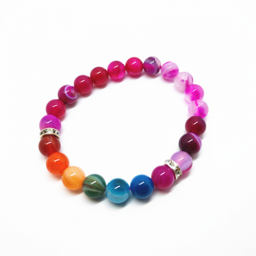 7 Chakra Pink Onyx Beads Bracelet 8 mm