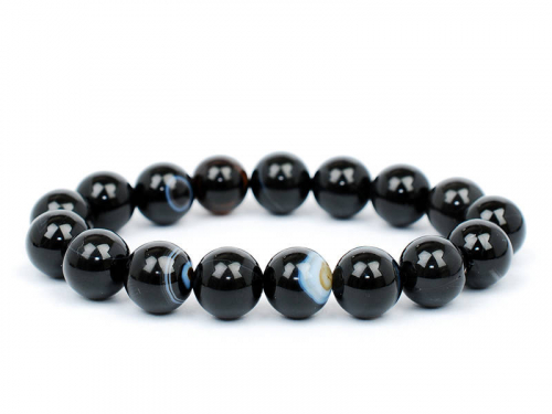 Black Banded Beads Bracelet 8 mm