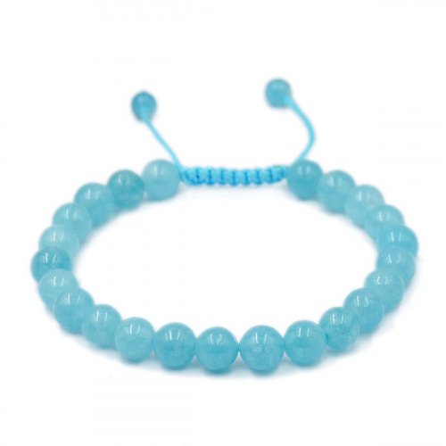 Chalcedony Beads Cord Bracelet 8 mm