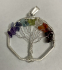 Multicolor Octagon Crystal Wire Wrapped Chakra Tree of Life Pendant