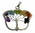 Multicolor Butterfly Crystal Wire Wrapped Chakra Tree of Life Pendant