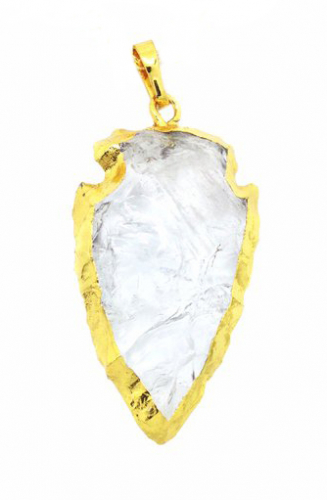 Clear Crystal Arrowhead Golden Electroplated Pendant
