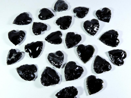 Black Obsidian Heart shaped Carved Arrowheads