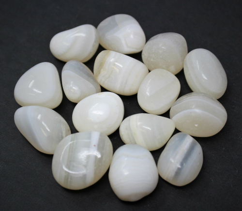 White Banded Agate Tumbled Stones