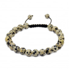 Dalmatian Jasper Beads Cord Bracelet 8 mm