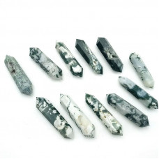 Moss Agate Double Terminated Points Massage Wands