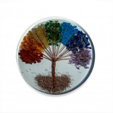 7 Chakra Gemstone Tree in Orgonite Coasters Disc - 4 INCH
