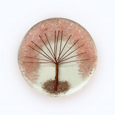 Rose Quartz Gemstone Tree in Orgonite Coasters Disc - 4 INCH