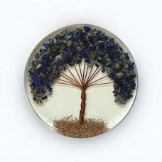 Lapis Lazuli Gemstone Tree in Orgonite Coasters Disc - 4 INCH