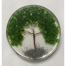 Green Onyx Gemstone Tree in Orgonite Coasters Disc - 4 INCH