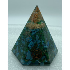 6 Faceted Blue Howlite Synthetic Malachite Reiki Orgonite Pyramid - 3 INCH