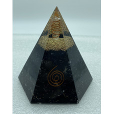 6 Faceted Black Tourmaline Reiki Orgonite Pyramid - 3 INCH