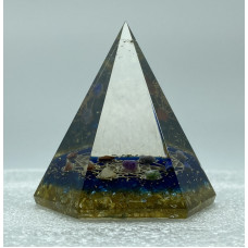 6 Faceted Citrine Blue Aqua Crystal Chakra Stones Reiki Orgonite Pyramid - 3 INCH