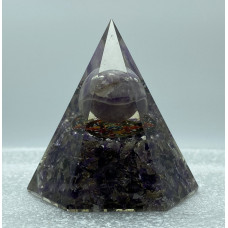 6 Faceted Amethyst w Sphere Reiki Orgonite Pyramid - 3 INCH