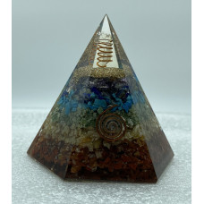 6 Faceted 7 Chakra Reiki Orgonite Pyramid - 3 INCH
