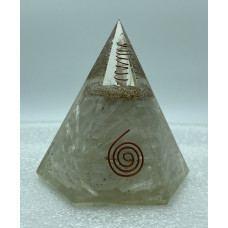 6 Faceted Selenite Reiki Orgonite Pyramid - 4 INCH