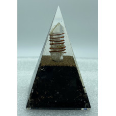 Nubian Black Tourmaline Reiki Orgonite Pyramid - 4 INCH