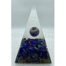 Nubian Lapis Lazuli Amethyst Sphere Reiki Orgonite Pyramid - 4 INCH