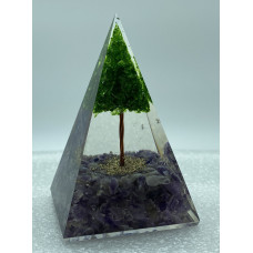 Nubian Amethyst Green Tree Reiki Orgonite Pyramid - 4 INCH