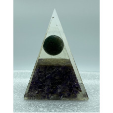 Nubian Amethyst Green Jade Sphere Reiki Orgonite Pyramid - 5 INCH