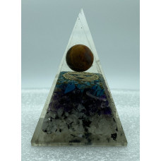 Nubian Rainbow Moonstone Amethyst Blue Howlite w Sphere Reiki Orgonite Pyramid - 5 INCH