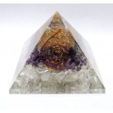 Crystal Quartz Amethyst Orgonite Reiki Pyramid -2 INCH