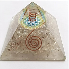 Crystal Quartz w Logo Orgonite Reiki Pyramid -2 INCH