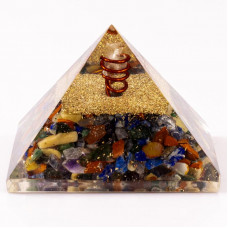 Multicolor Natural Stones Orgonite Reiki Pyramid -2 INCH Multicolor Natural Stones Orgonite Reiki Pyramid -2 INCH
