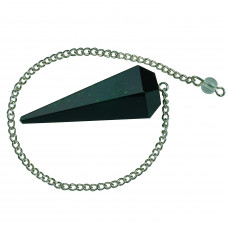 Green Goldstone Multifaceted w/ Crystal Ball Chain Pendulum