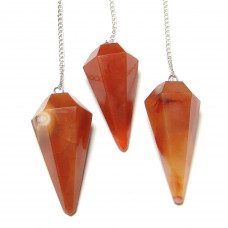 Red Carnelian Multifaceted w/ Crystal Ball Chain Pendulum