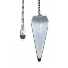 Selenite Multifaceted w/ Crystal Ball Chain Pendulum