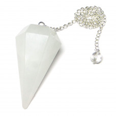 White Calcite Multifaceted w/ Crystal Ball Chain Pendulum