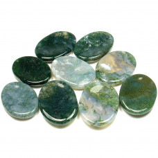 Moss Agate Thumb Worry Stone 30-40 mm