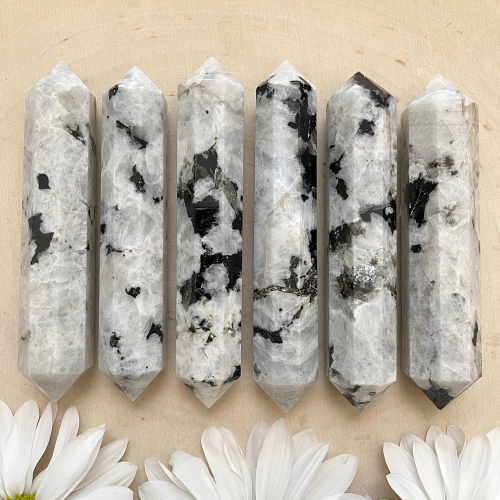 Rainbow Moonstone Double Terminated Points Massage Wands