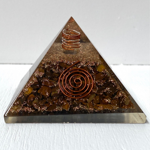 Tiger Eye Orgonite Reiki Pyramid -3 INCH