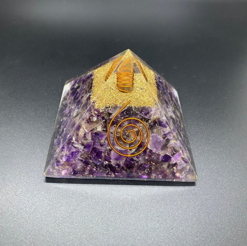 Amethyst Orgonite Reiki Pyramid -3 INCH