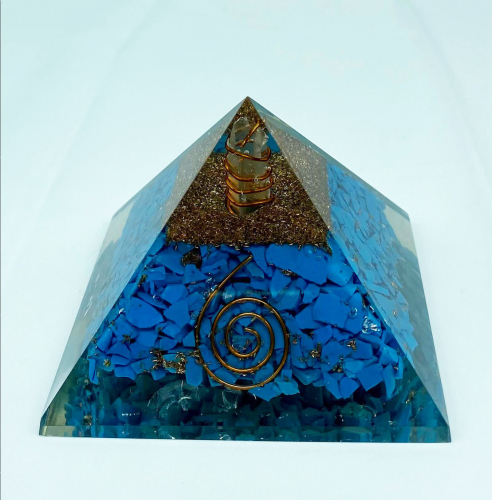 Blue Howlite Orgonite Reiki Pyramid -3 INCH
