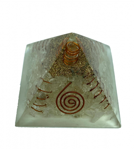 Crystal Quartz Edge Coil Orgonite Reiki Pyramid -3 INCH