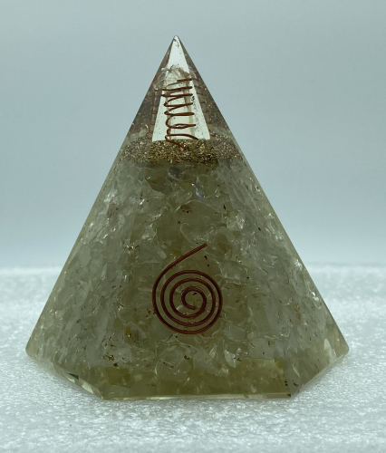 6 Faceted Crystal Quartz Reiki Orgonite Pyramid - 4 INCH