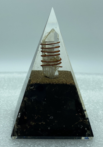 Nubian Black Tourmaline Reiki Orgonite Pyramid - 4 INCH